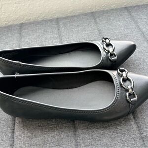 Anne Klein Black Chain Accent Flats